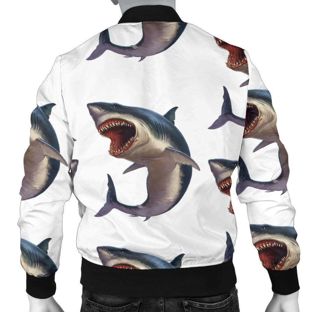 Great White Shark Pattern Print Design 03 Men Bomber Jacket