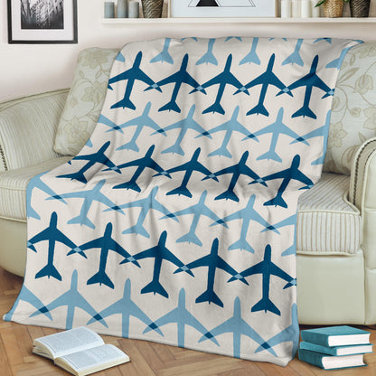 Airplane Pattern Print Design 04 Premium Blanket