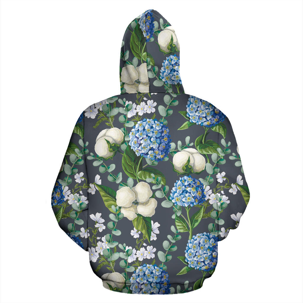 Hydrangea Pattern Print Design 02 Pullover Hoodie