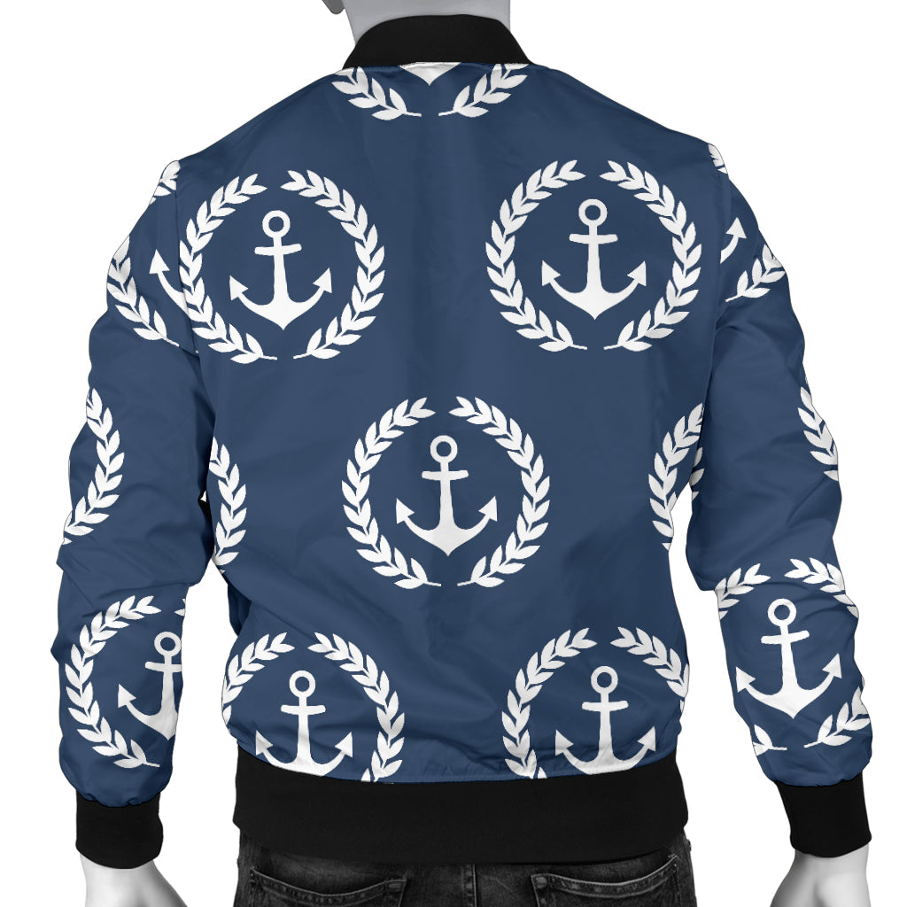 Anchor Pattern Print Design 04 Men Bomber Jacket