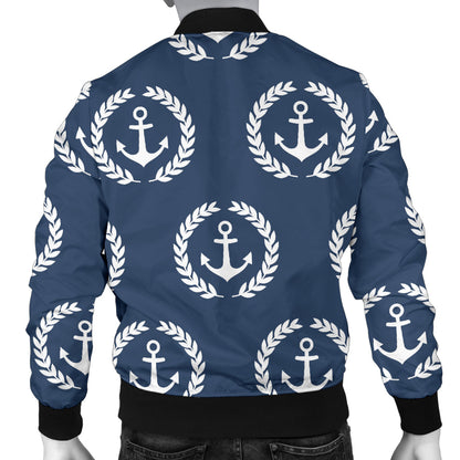 Anchor Pattern Print Design 04 Men Bomber Jacket