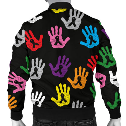 Cancer Awareness Pattern Print Design 04 Men Bomber Jacket