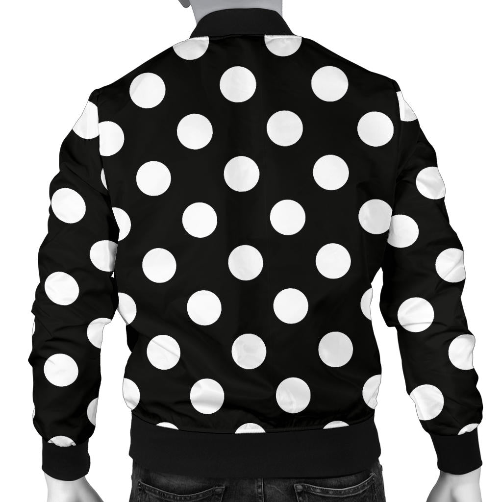 Polka Dot Black White Pattern Print Design 03 Men Bomber Jacket