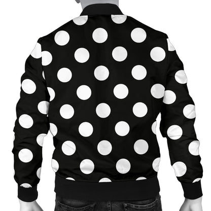 Polka Dot Black White Pattern Print Design 03 Men Bomber Jacket