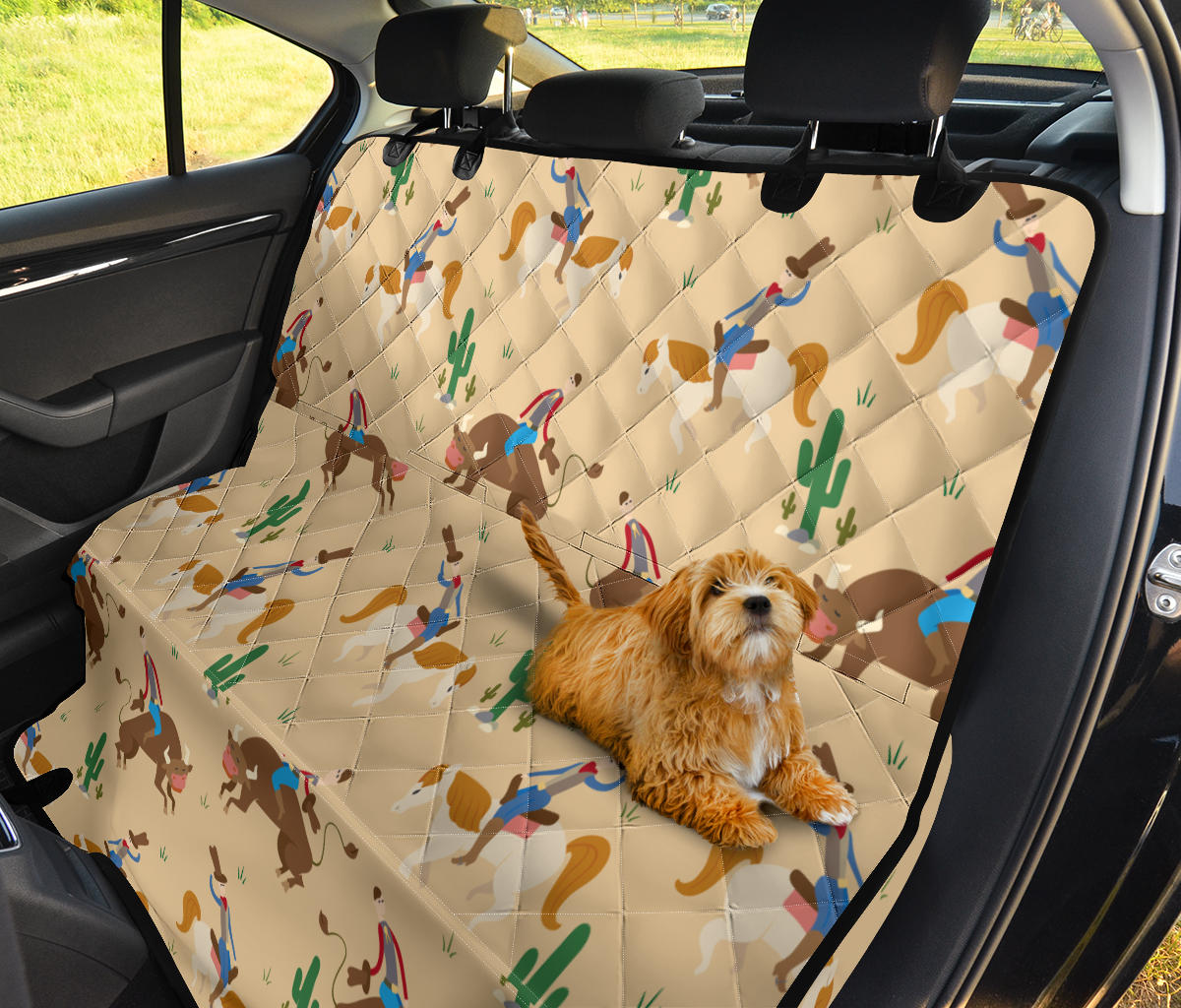 Rodeo Pattern Print Design A02 Rear Dog Car Seat Cover Hammock