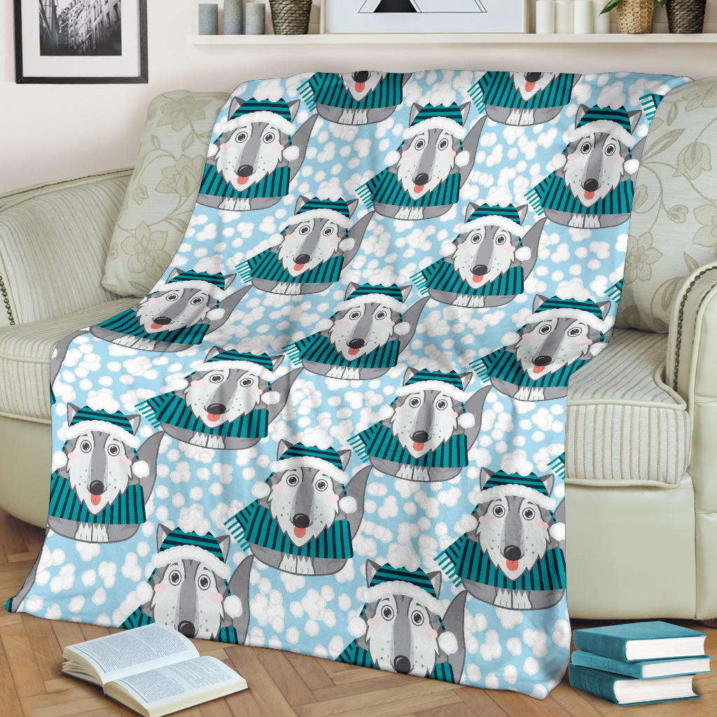 Alaskan Malamute Pattern Print Design 01 Premium Blanket