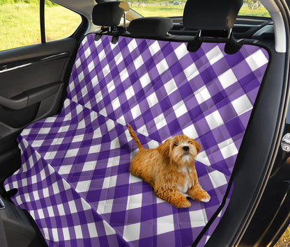 Gingham Purple Pattern Print Design 03 Rear Dog Car Seat Cover Hammock