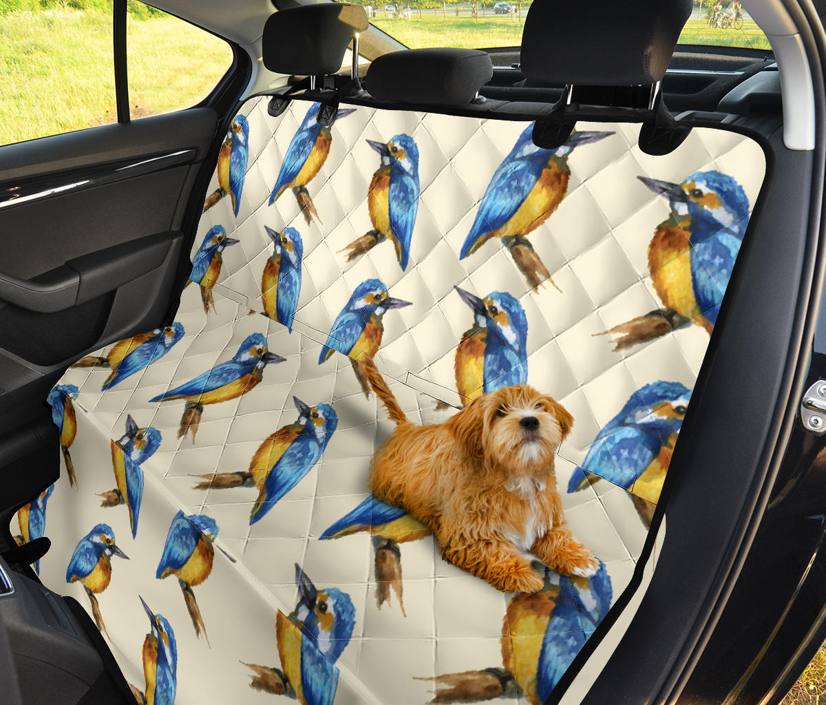 Kingfisher Pattern Print Design 01 Rear Dog Car Seat Cover Hammock