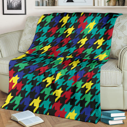 Houndstooth Colorful Pattern Print Design 02 Premium Blanket