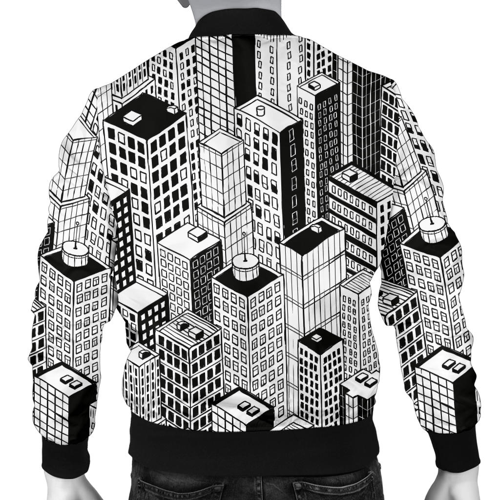 City Pattern Print Design 02 Men Bomber Jacket