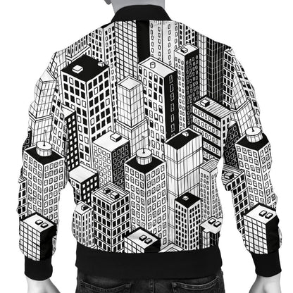 City Pattern Print Design 02 Men Bomber Jacket
