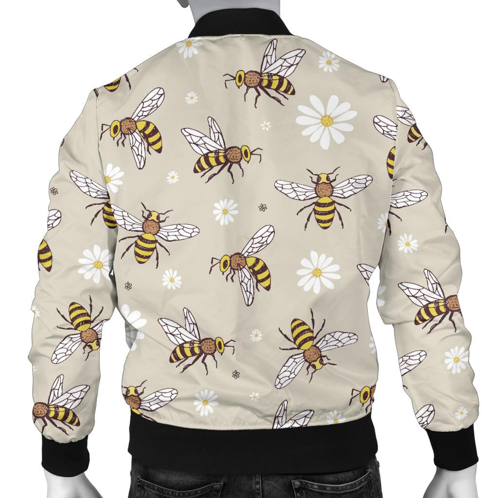 Bee Pattern Print Design 03 Men Bomber Jacket