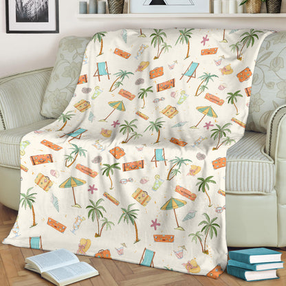 Beach Themed Pattern Print Design 05 Premium Blanket
