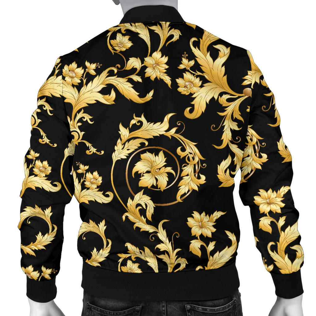Baroque Golden Pattern Print Design 04 Men Bomber Jacket