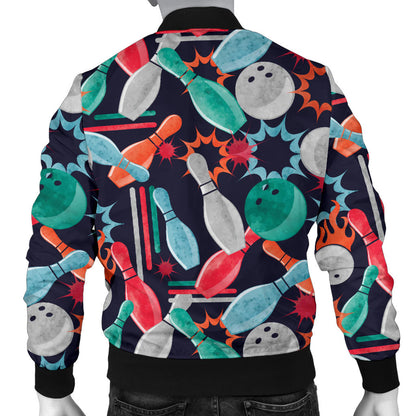Bowling Pattern Print Design 08 Men Bomber Jacket