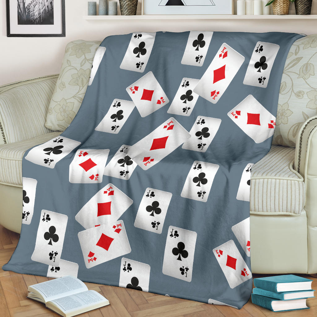 Poker Cards Pattern Print Design A05 Premium Blanket