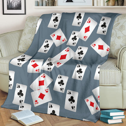 Poker Cards Pattern Print Design A05 Premium Blanket