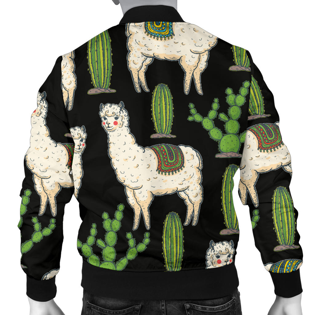 Llama Cactus Pattern Print Design 011 Men Bomber Jacket