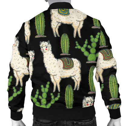 Llama Cactus Pattern Print Design 011 Men Bomber Jacket
