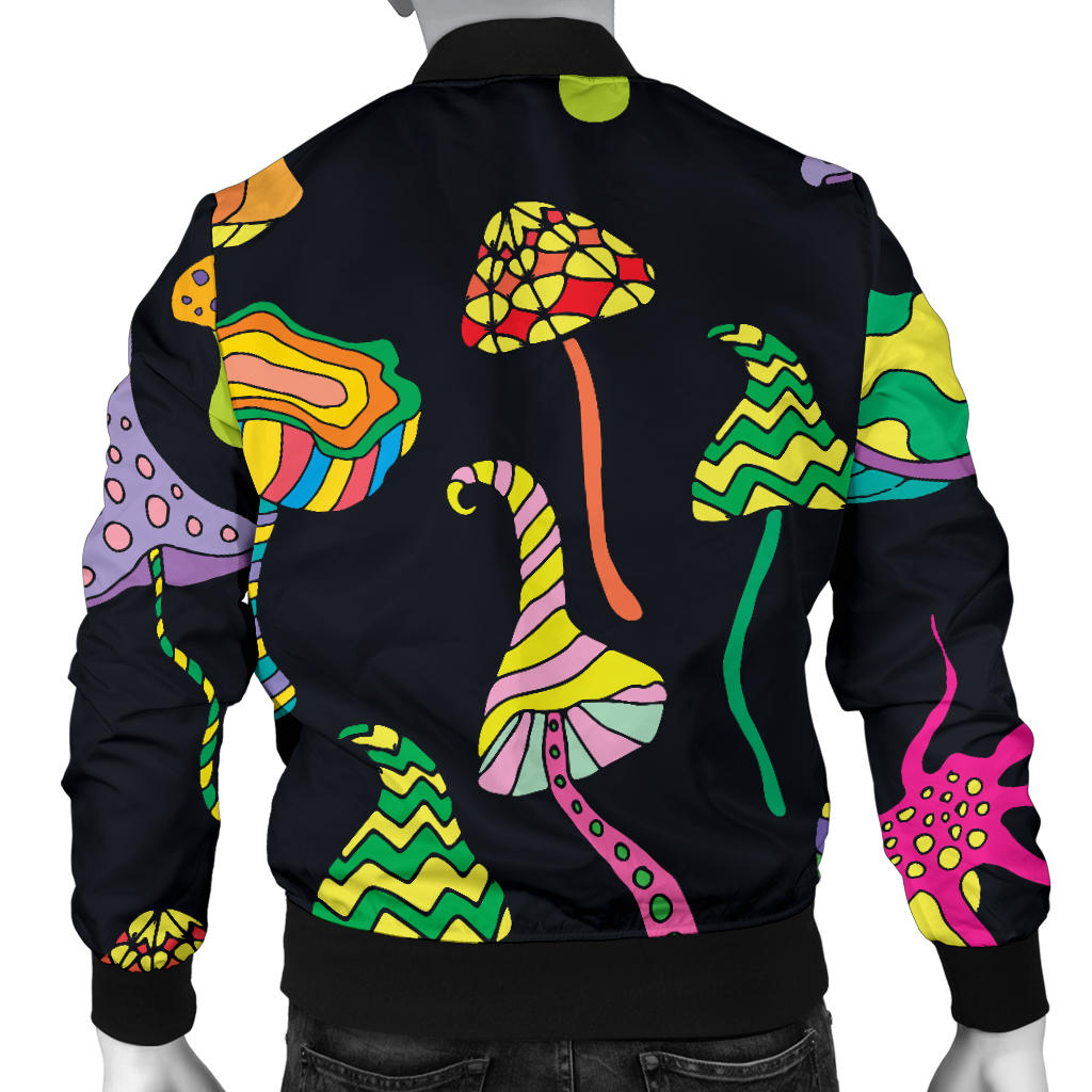 Psychedelic Mushroom Pattern Print Design A02 Men Bomber Jacket