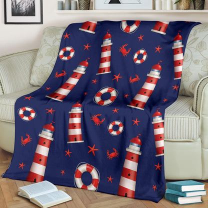 Nautical Pattern Print Design A03 Premium Blanket