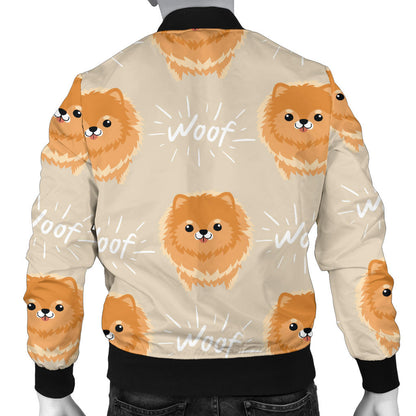 Pomeranians Pattern Print Design A04 Men Bomber Jacket