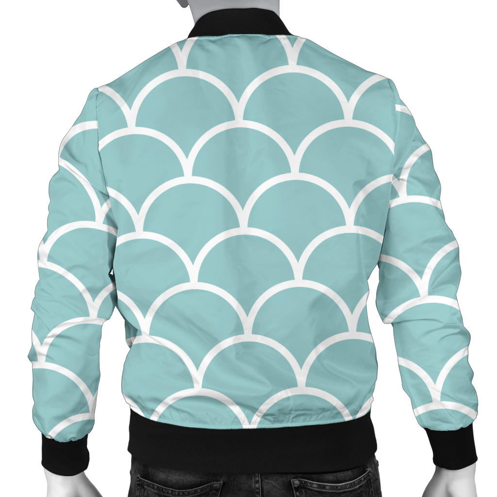 Scales Teal Pattern Print Design 02 Men Bomber Jacket