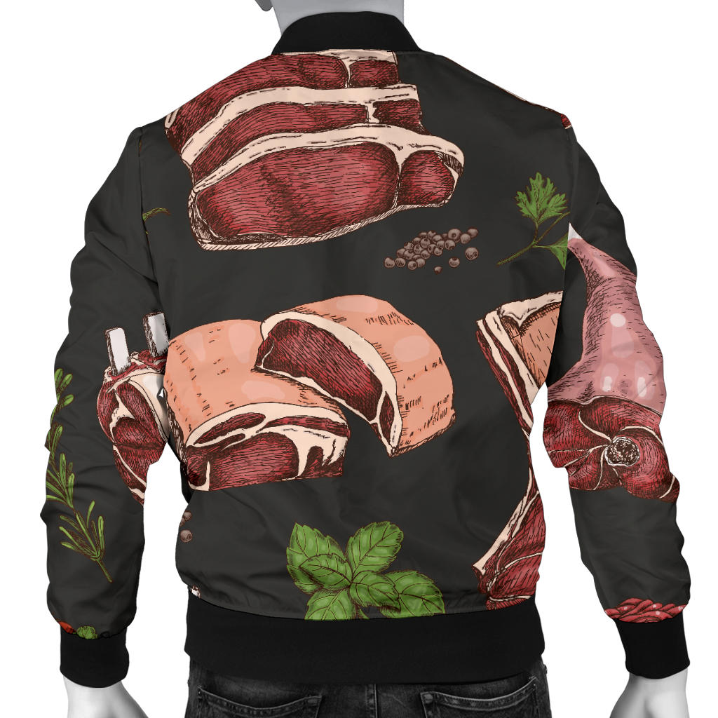 Meat Pattern Print Design 02 Men Bomber Jacket