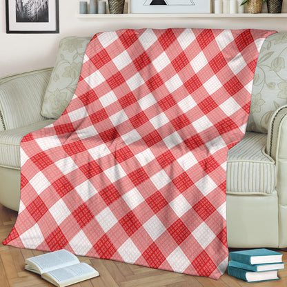 Gingham Red Pattern Print Design 01 Premium Blanket