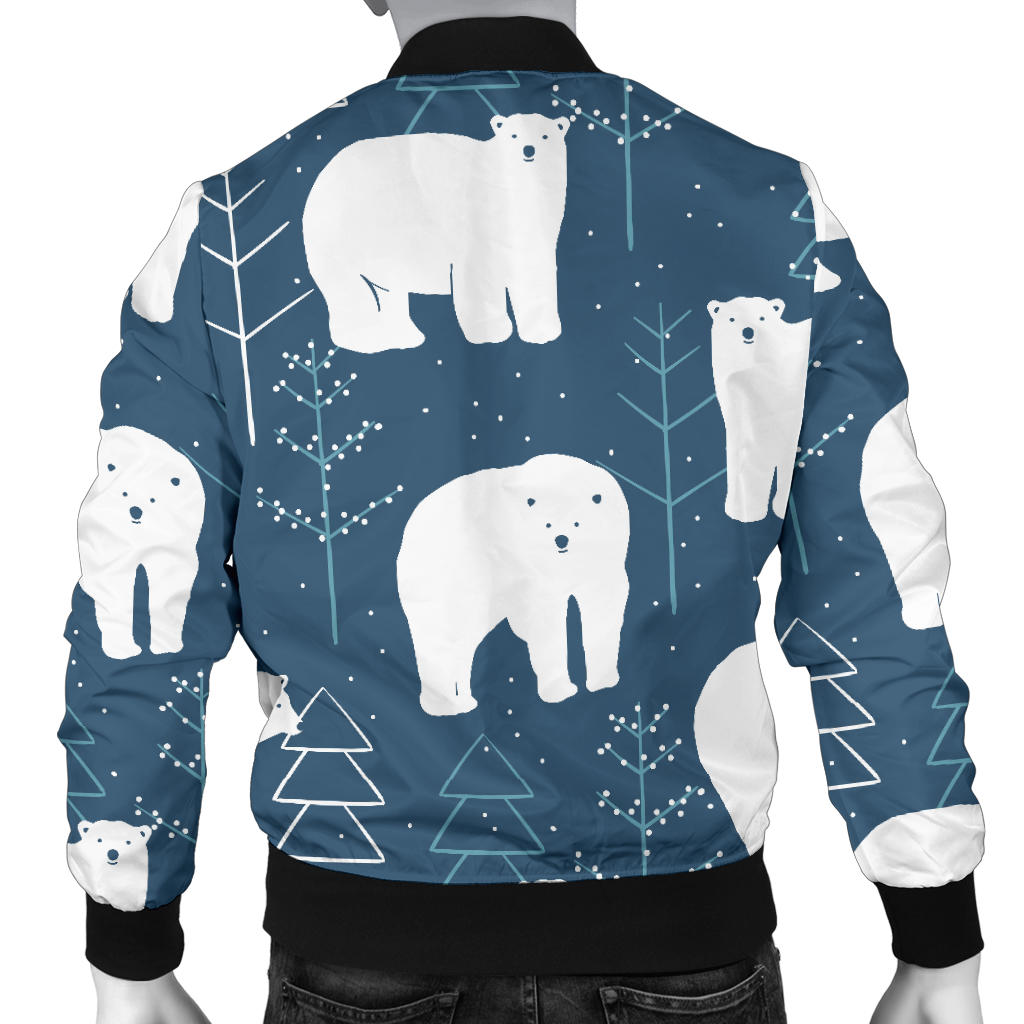 Polar Bear Pattern Print Design A01 Men Bomber Jacket