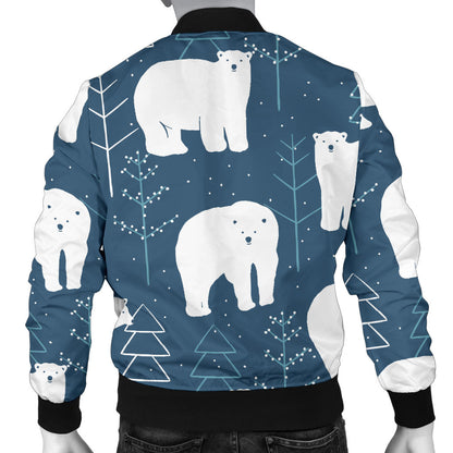 Polar Bear Pattern Print Design A01 Men Bomber Jacket