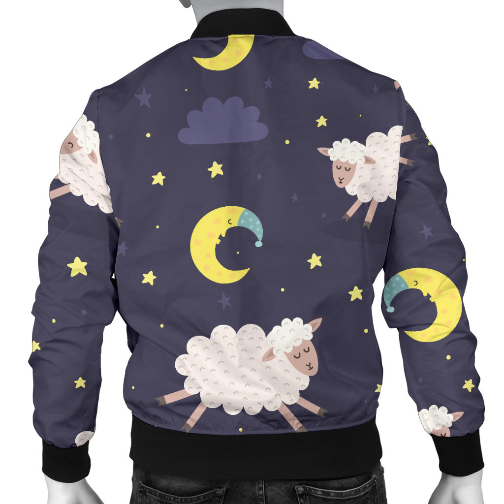 Sheep Night Pattern Print Design 02 Men Bomber Jacket