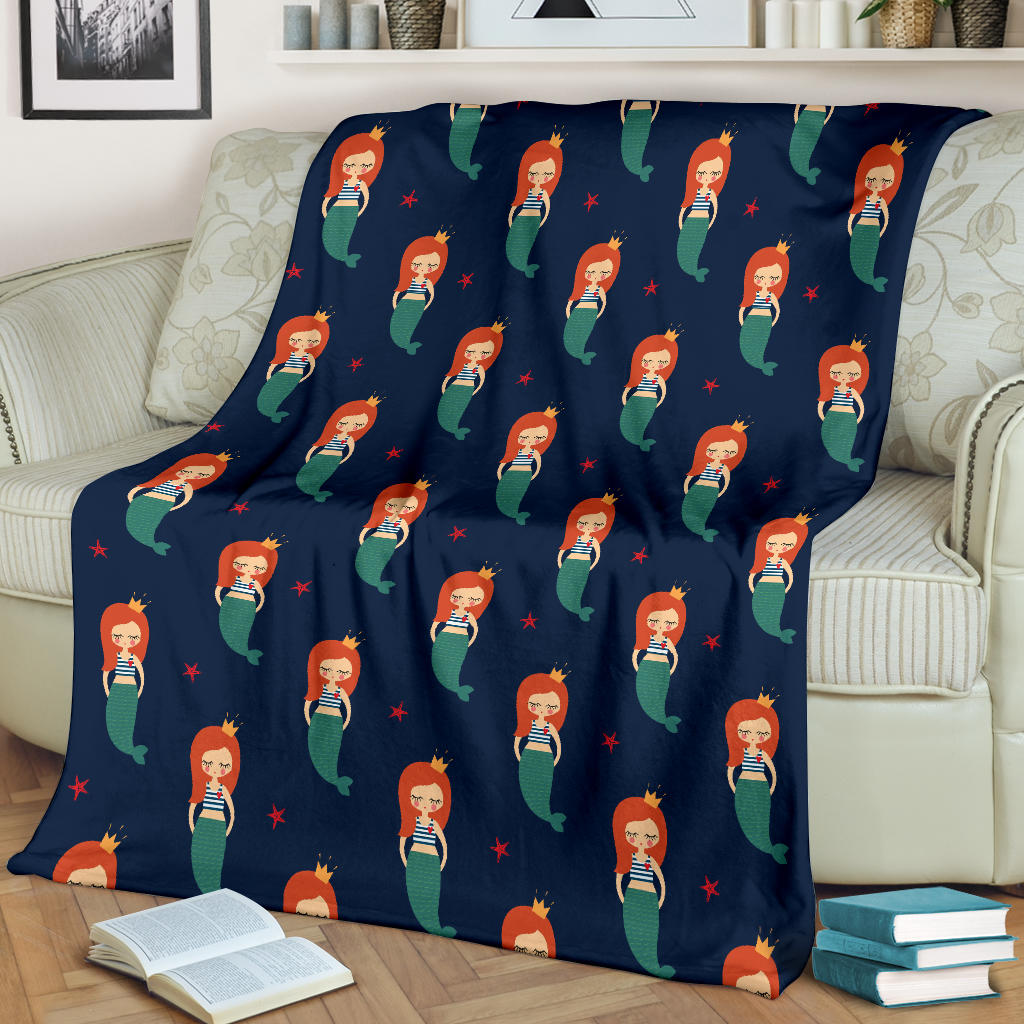 Mermaid Girl Pattern Print Design 01 Premium Blanket