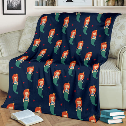 Mermaid Girl Pattern Print Design 01 Premium Blanket