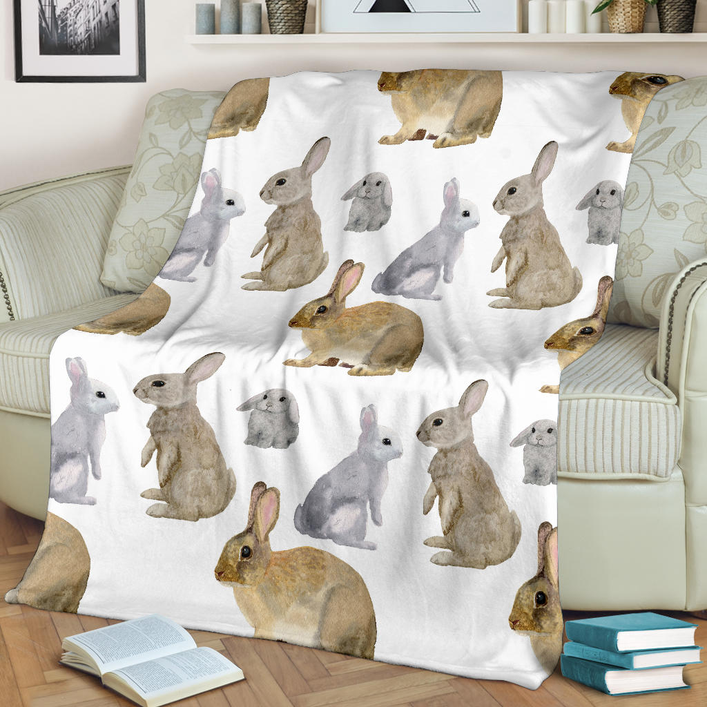 Rabbit Pattern Print Design 02 Premium Blanket