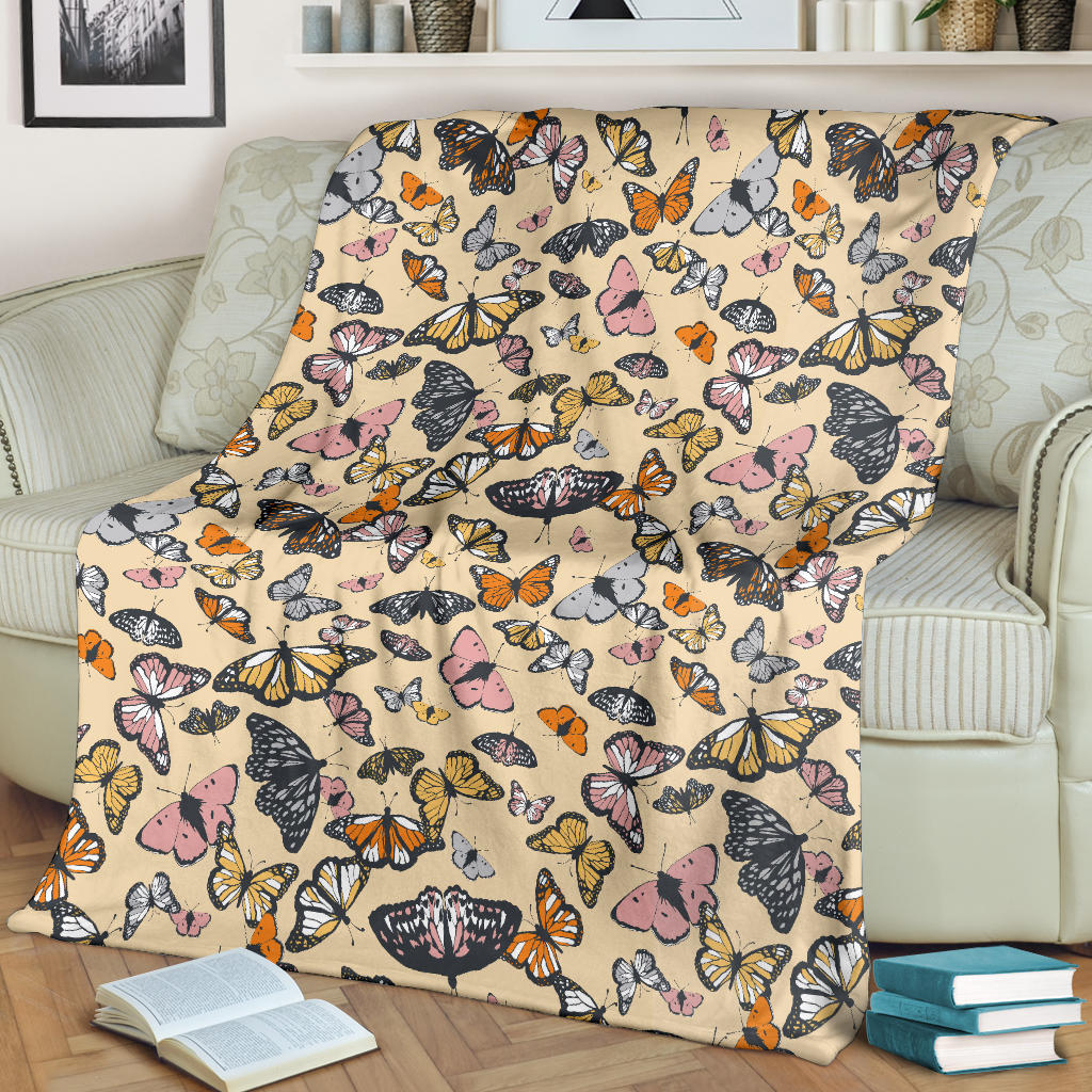 Butterfly Pattern Print Design 04 Premium Blanket