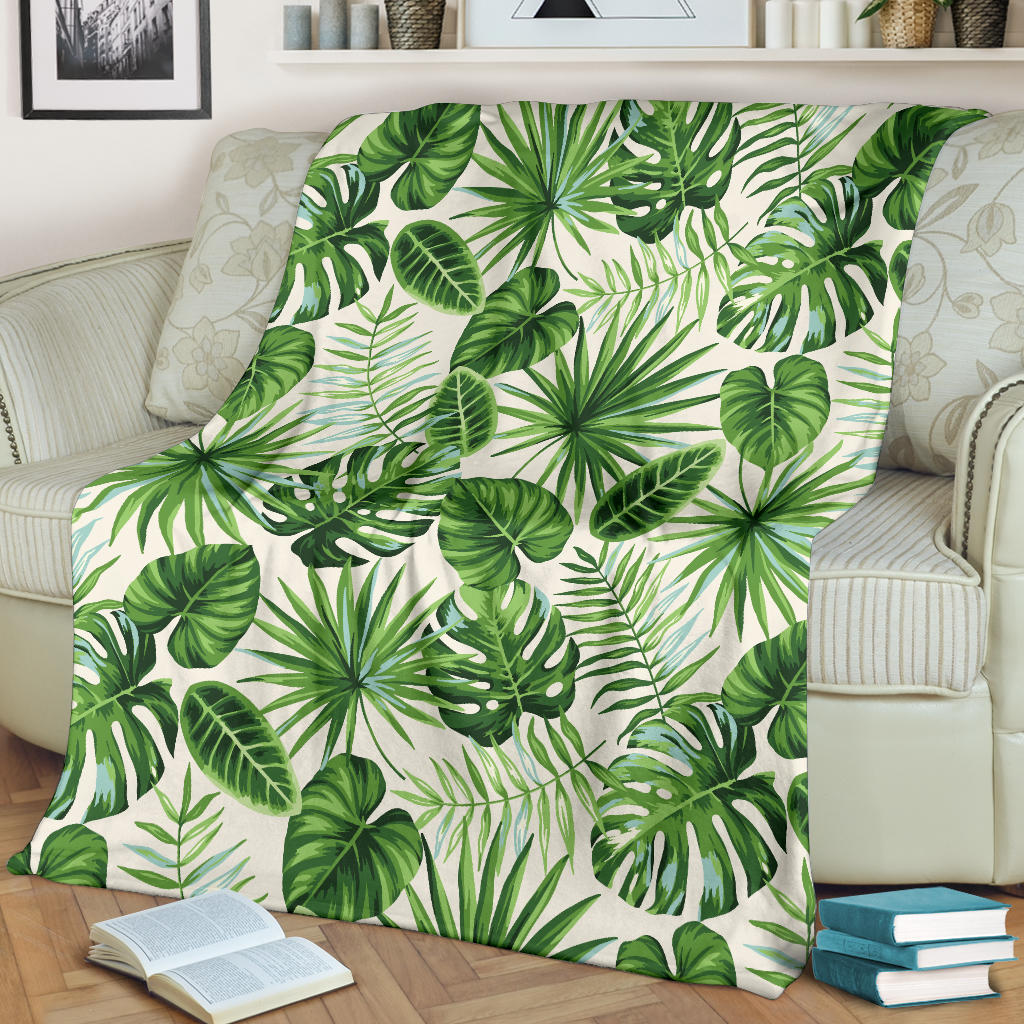Palm Leaf Pattern Print Design A01 Premium Blanket