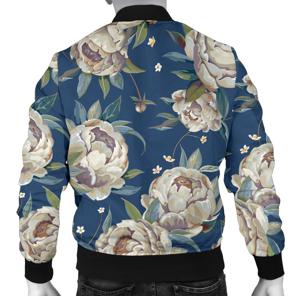 Peony Pattern Print Design A03 Men Bomber Jacket