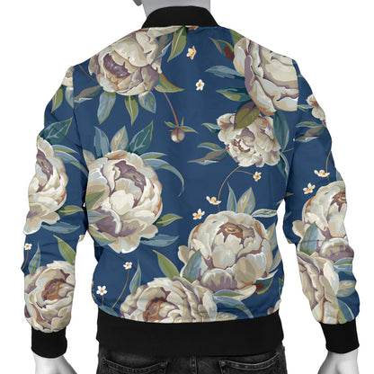 Peony Pattern Print Design A03 Men Bomber Jacket