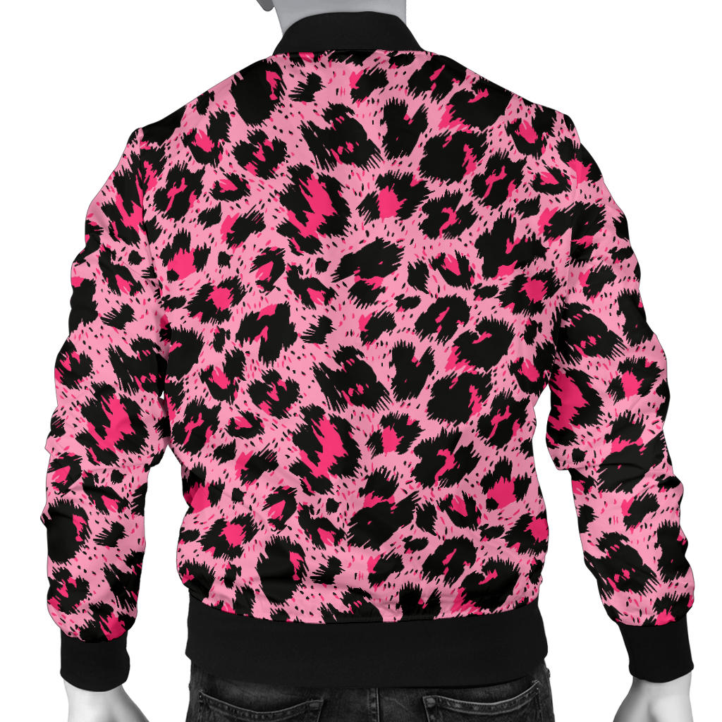 Cheetah Pink Pattern Print Design 01 Men Bomber Jacket