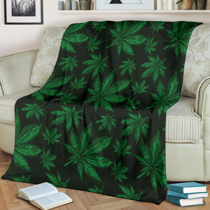 Pot Leaf Pattern Print Design A04 Premium Blanket