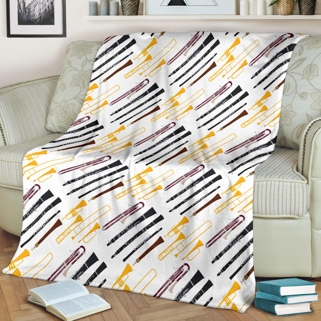 Clarinet Pattern Print Design 01 Premium Blanket
