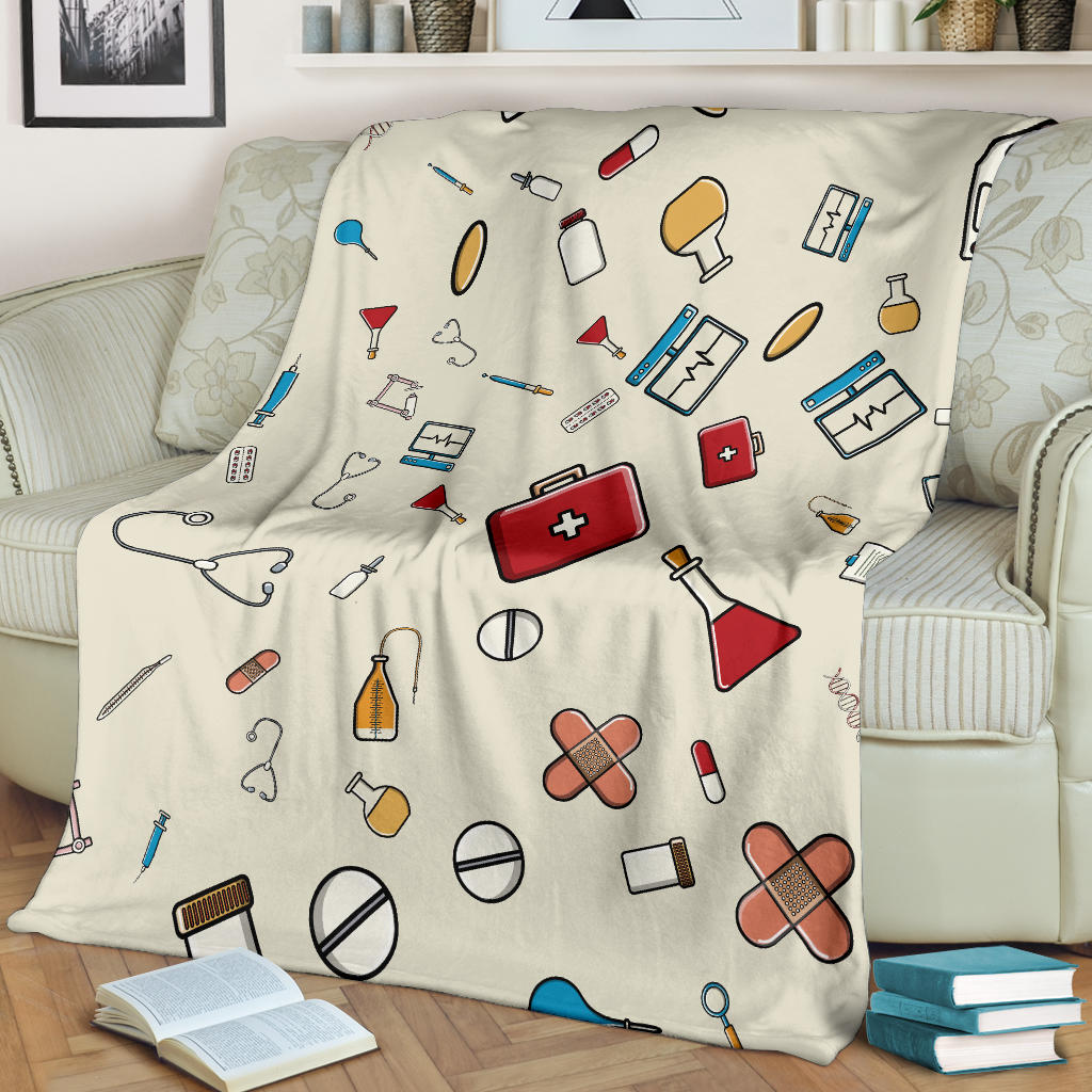 Nurse Pattern Print Design A04 Premium Blanket