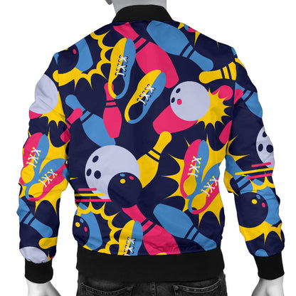 Bowling Pattern Print Design 02 Men Bomber Jacket