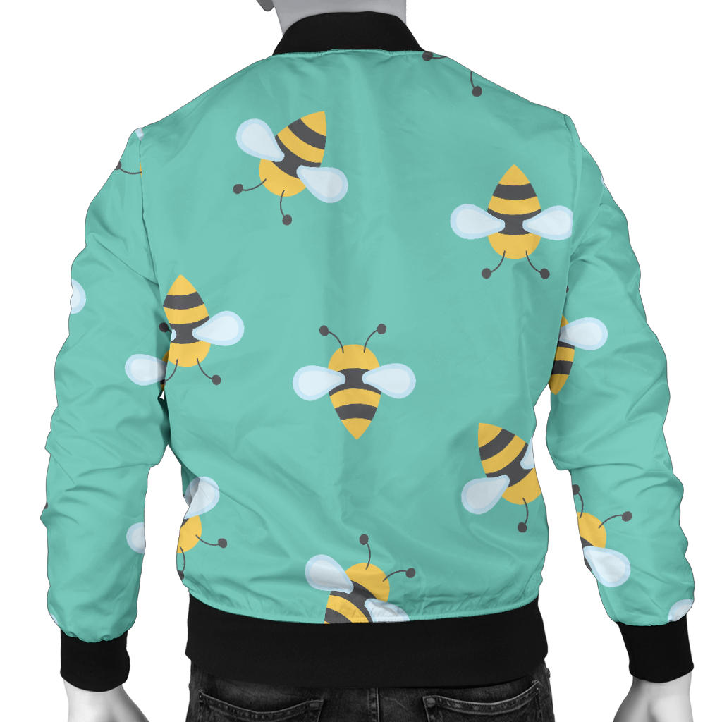 Bee Pattern Print Design 01 Men Bomber Jacket
