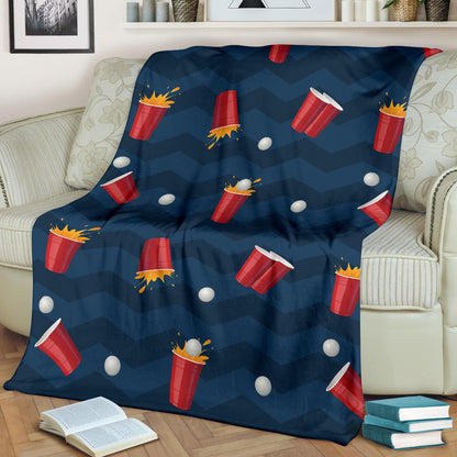 Beer Pong Pattern Print Design 01 Premium Blanket