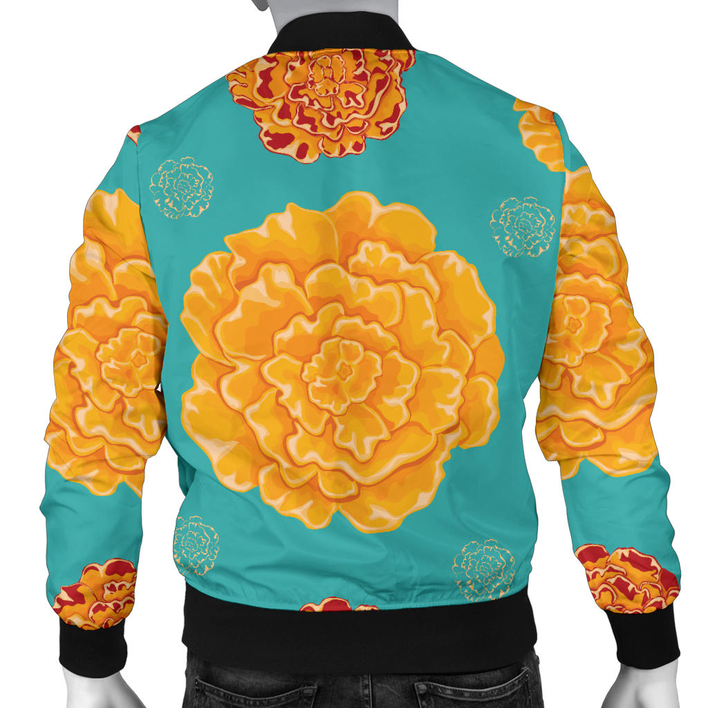 Marigold Pattern Print Design 02 Men Bomber Jacket