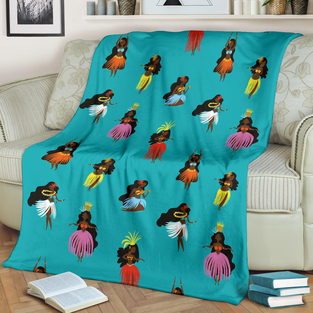 Hula Dancers Pattern Print Design 04 Premium Blanket