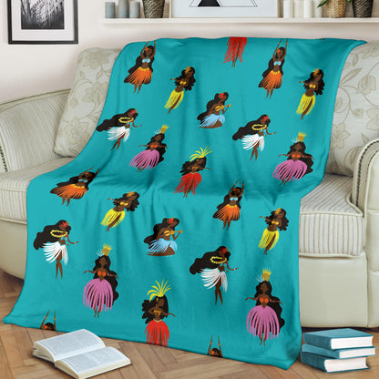 Hula Dancers Pattern Print Design 04 Premium Blanket