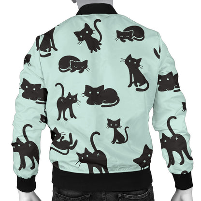Black Cat Pattern Print Design 04 Men Bomber Jacket